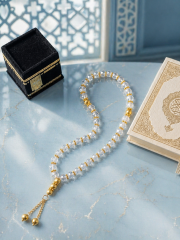 سبحة كريستال فاخر شفاف 33 حبة