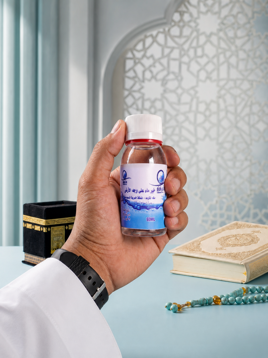 عدد 100 عبوة حجم 60مل توزيعات ماء زمزم